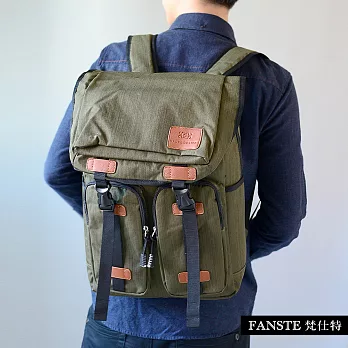 Fanste_梵仕特 帆布經典 電腦3C後背包-1535綠色