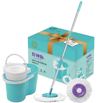 好神拖M500手壓式雙用桶旋轉拖把組(1拖+1桶+2布)