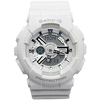 【CASIO】卡西歐 BABY-G系列 率性女孩立體雙顯電子錶 (白 BA-110-7A3 )