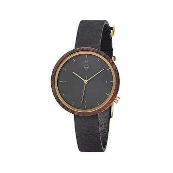 KERBHOLZ 原木手錶 HILDE -檀木(夜黑皮錶帶/36mm)(女款)