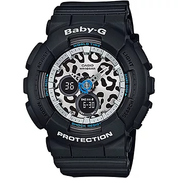 【CASIO】卡西歐 BABY-G系列 個性豹紋潮流雙顯電子錶 (豹紋黑 BA-120LP-1A )