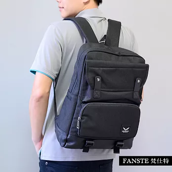 Fanste_梵仕特 帆布文青 多功能後背包-26110黑色