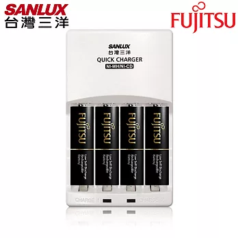 SANLUX三洋 智慧型極速充電組(內附Fujitsu 高容量充電電池3號4入)