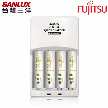 SANLUX三洋 智慧型極速充電組(內附Fujitsu充電電池3號4入)