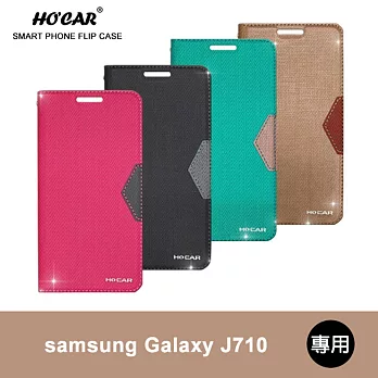 HOCAR 三星 GalaxyJ710 無印風隱磁皮套(四色可選-6入)黑色