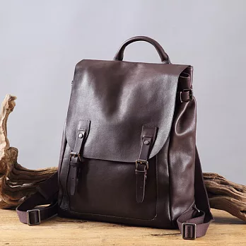 【Solomon 原創設計皮件】高塔 真皮機能 後背包咖啡