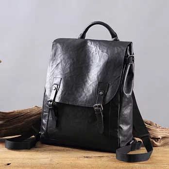 【Solomon 原創設計皮件】高塔 真皮機能 後背包雅黑