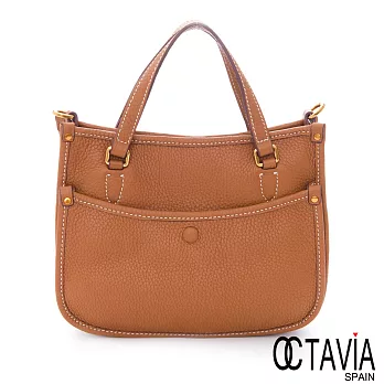 OCTAVIA 8 真皮 - SMILE 那帕牛皮手提斜背二用小包 - 黃金棕