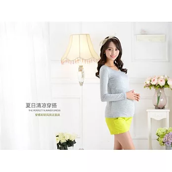 孕婦莫代爾無鋼圈帶胸墊打底衫棉T恤女長袖上衣彈力顯瘦XL灰色