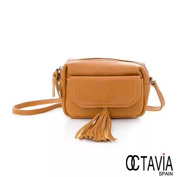 OCTAVIA 8真皮 - 硬脾氣 英式流蘇牛皮小斜背包 -陽光桔