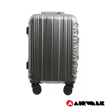 AIRWALK LUGGAGE - 金屬森林 木絲鋁框復古壓扣行李箱 20吋ABS+PC鋁框箱 - 碳鑽灰灰