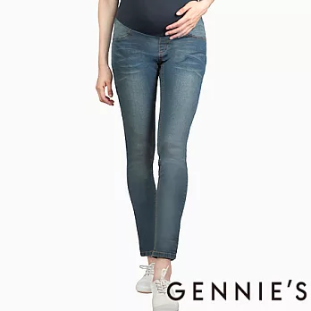 Gennie’s奇妮 率性刷色孕婦牛仔褲S藍