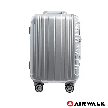AIRWALK LUGGAGE - 金屬森林 木絲鋁框復古壓扣行李箱 20吋ABS+PC鋁框箱 - 銀雪白白