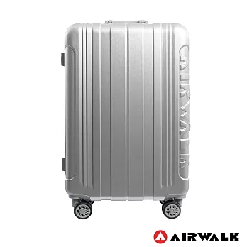 AIRWALK LUGGAGE - 金屬森林 木絲鋁框復古壓扣行李箱 24吋ABS+PC鋁框箱 - 銀雪白白