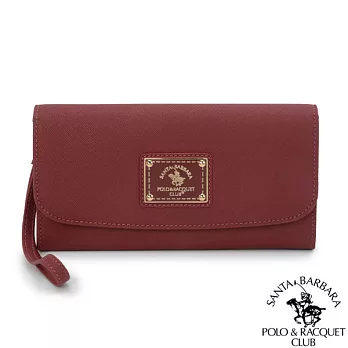 SANTA BARBARA POLO．聖大保羅 - 幸福微糖系列 掀蓋式手拿長夾- 酒紅色
