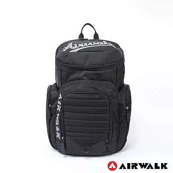 AIRWALK - 掀蓋式輕量尼龍撞色登山後背包黑