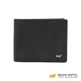 【BRAUN BUFFEL】.德國小金牛 - RUFINO洛非諾系列8卡中翻零錢皮夾 -摩登黑
