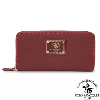 SANTA BARBARA POLO．聖大保羅 - 幸福微糖系列 拉鍊長夾- 酒紅色
