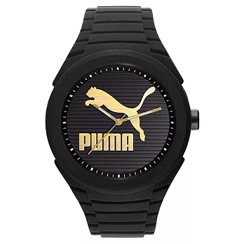 PUMA 超越極限 PU錶帶 運動電子腕錶-黑/45mm