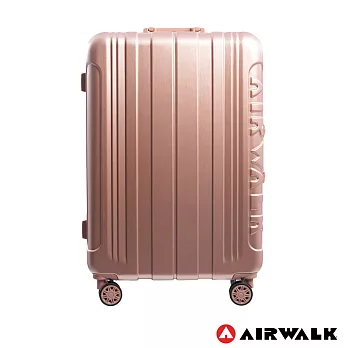 AIRWALK LUGGAGE - 金屬森林 木絲鋁框復古壓扣行李箱 24吋ABS+PC鋁框箱 - 玫銅金金