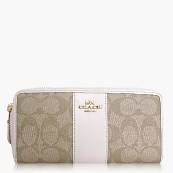 【COACH 方便整理】PVC / 拉鍊式多功能長夾_卡其白