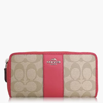 【COACH 方便整理】PVC / 拉鍊式多功能長夾_卡其粉