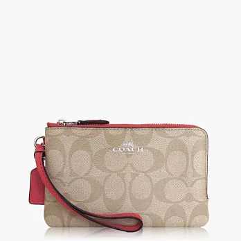 【COACH 攜帶便利】PVC / 零錢收納 / 手拿包(雙層)_卡其粉