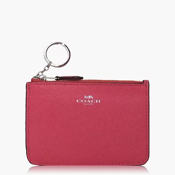【COACH 零錢收納】皮革 / 鑰匙圈 / 零錢包_粉桃