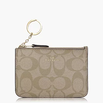 【COACH 零錢收納】PVC / 鑰匙圈 / 零錢包_卡其白