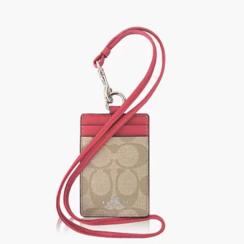 【COACH 多功能夾】PVC / 證件夾 / 識別證套_卡其粉
