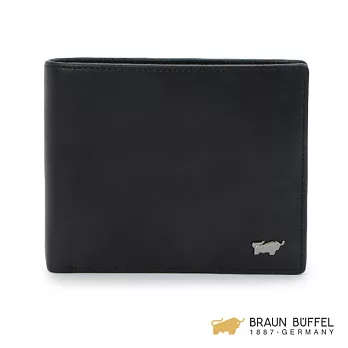 【BRAUN BUFFEL】.德國小金牛 - 漢斯系列5卡透明窗皮夾 -經典黑