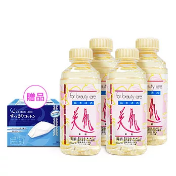 北川本家 清酒化妝水300ML*4 加贈COTTON LABO柔細化妝棉90枚