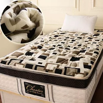 【契斯特】法蘭絨保暖厚墊-單人3.5尺-創意格子創意格子