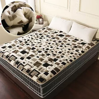 【契斯特】法蘭絨保暖厚墊-雙人5尺-創意格子創意格子