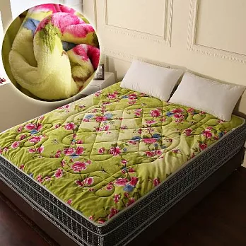 【契斯特】法蘭絨保暖厚墊-特大7尺-花開滿庭花開滿庭