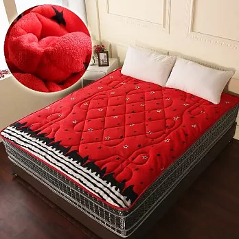 【契斯特】法蘭絨保暖厚墊-特大7尺-星星紅星星紅