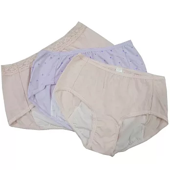 【黛安芬】柔棉內褲生理褲 褲包三件入(素粉、紫球、粉點)M3色