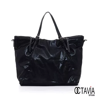 OCTAVIA 8 - 大個子 絕色閃耀U字口袋大型托特包 -誘惑黑