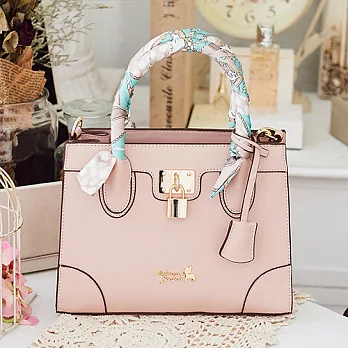 Rebecca Bonbon 日本狗頭包 越洋情話系列。絲巾鎖頭迷你小方包【RB21-156P】珊瑚粉