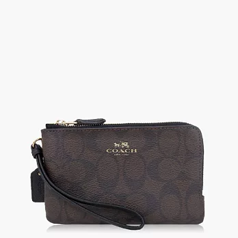 【COACH 攜帶便利】PVC / 零錢收納 / 手拿包(雙層)_深咖啡