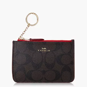 【COACH 零錢收納】PVC / 鑰匙圈 / 零錢包_深咖紅