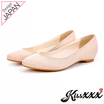 【KissXXX】小心機美腿效果內增高2.5CM淺口尖頭平底休閒鞋35米