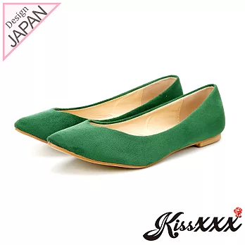 【KissXXX】時尚心機V型淺口舒適平底休閒鞋35綠