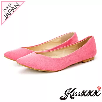 【KissXXX】時尚心機V型淺口舒適平底休閒鞋35粉