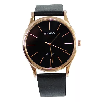 mono 5003B-316 簡單氣質款玫金框簡約錶面質感皮帶手錶- 玫金黑
