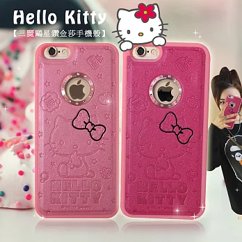 三麗鷗授權 Hello Kitty iPhone 6/6S plus 5.5吋 i6s+凱蒂貓星鑽金莎手機殼(蝴蝶結)蝴蝶結桃