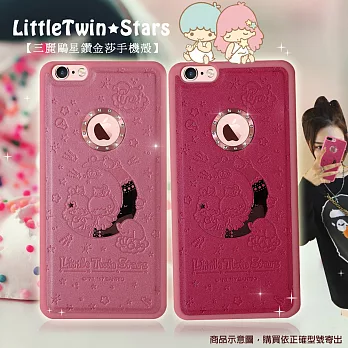 三麗鷗授權KiKi&LaLa雙子星 iPhone 6/6S plus 5.5吋 i6s+ 星鑽金莎手機殼(晚安星空)晚安星空-粉