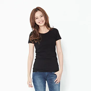 簡單素面短袖蜜桃棉女TM黑色