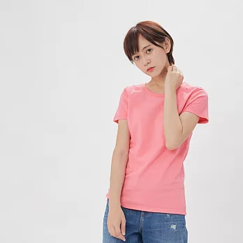 簡單素面短袖蜜桃棉女TM玫粉