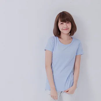 簡單素面短袖蜜桃棉女TM水藍